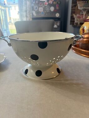 kate spade White Colander with Black Polka Dots